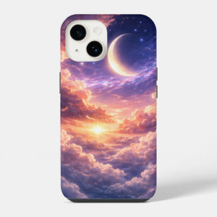 Dreamy Celestial Sky with Moon and Clouds iPhone 14 Case