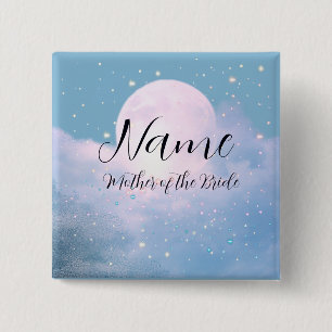 Dreamy celestial wedding bathed in moonlight 15 cm square badge