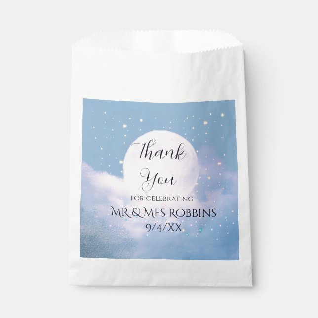 Dreamy celestial wedding bathed in moonlight favour bags (Front)