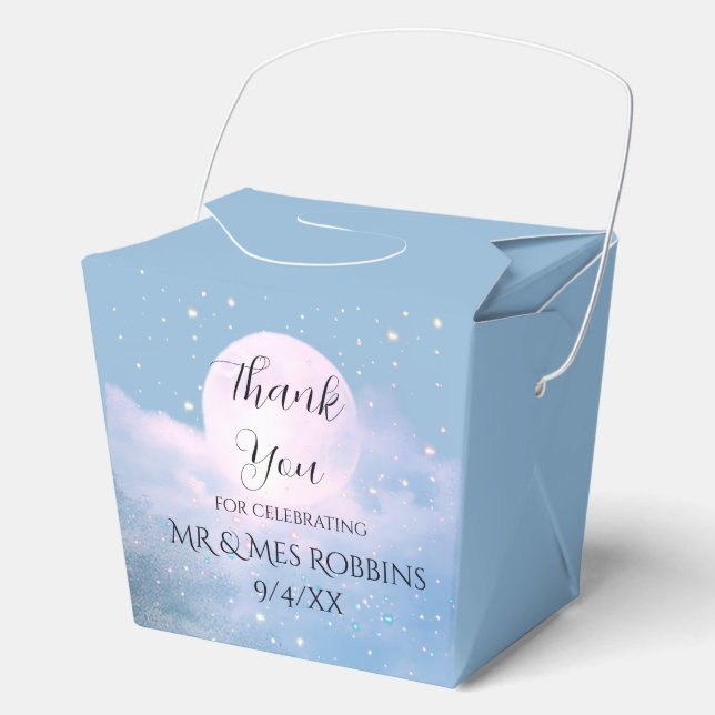 Dreamy celestial wedding bathed in moonlight favour box (Front)