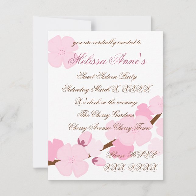Dreamy Cherry Blossom Invitation (Front)