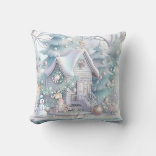Dreamy Christmas Gingerbread House Throw Pillow