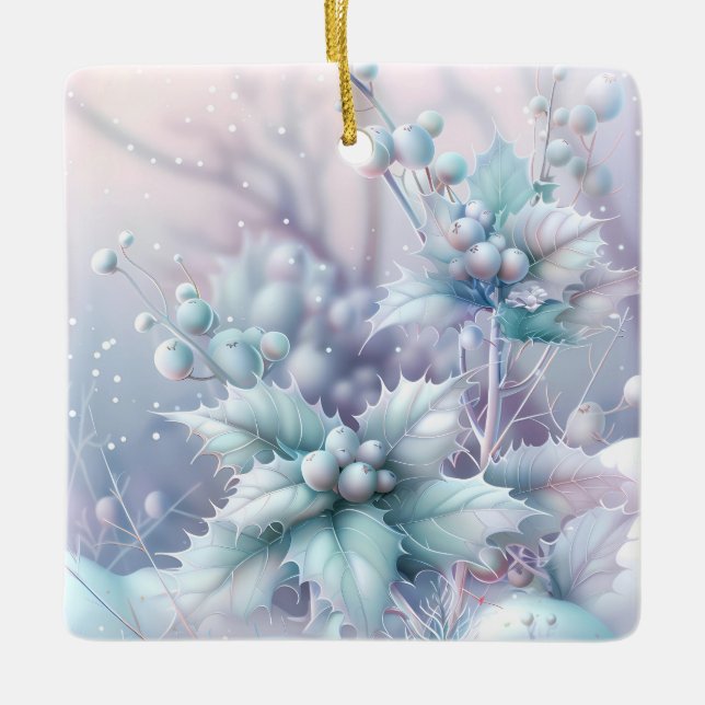Dreamy Christmas Holly Ornament (Front)