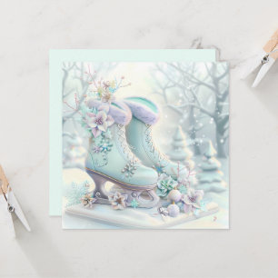 Dreamy Christmas Ice Skates Greeting Card