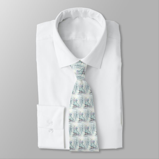 Dreamy Christmas Ice Skates Neck Tie (Tied)
