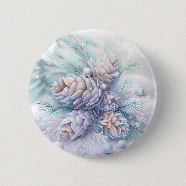 Dreamy Christmas Pinecones Button (Front)