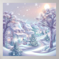 Dreamy Christmas Village Poster