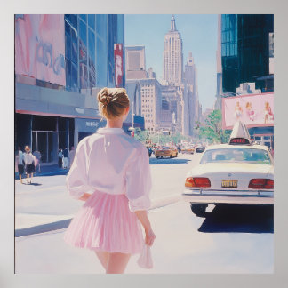 Dreamy City Stroll: Modern Urban Art Poster
