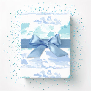 Dreamy Cloud Bands in Blue and Aqua Wrapping Paper