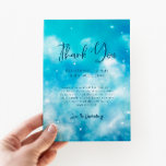 Dreamy Cloud Nine Boy Baby Shower Thank You Card<br><div class="desc">Dreamy and boho cloud nine theme baby shower thank you template card featuring watercolor illustration of turquoise blue sky with stars and clouds.</div>