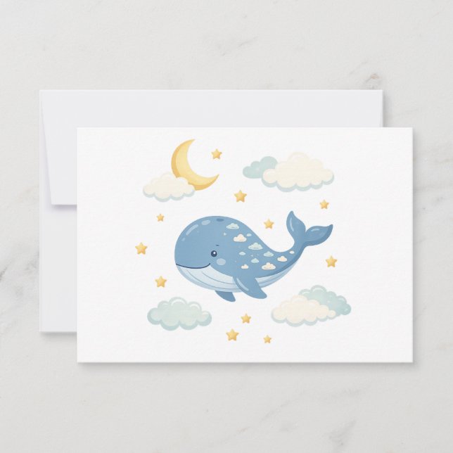 Dreamy Cloud Whale Thank You Card (Front)