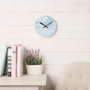 Dreamy Clouds 14 #nature #art Round Clock