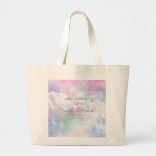 Dreamy Clouds and Stars Wedding Large Tote Bag