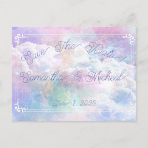 Dreamy Clouds and Stars Wedding Save The Date! Postcard