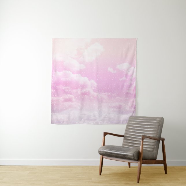 Dreamy Clouds Blush Nebula Bliss 1 Tapestry (In Situ)