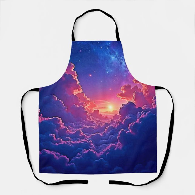Dreamy Clouds: Celestial Sunset Magic Art Apron (Front)