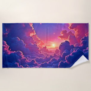 Dreamy Clouds: Celestial Sunset Magic Art Beach Towel