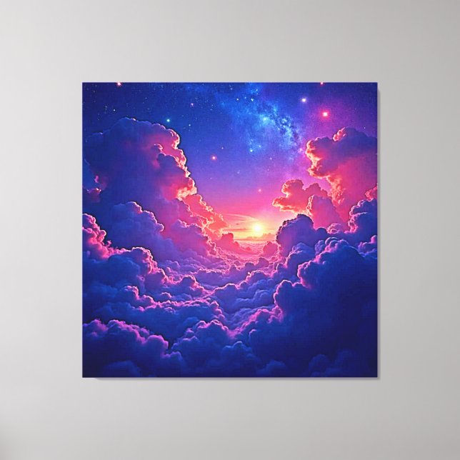 Dreamy Clouds: Celestial Sunset Magic Art Canvas Print (Front)