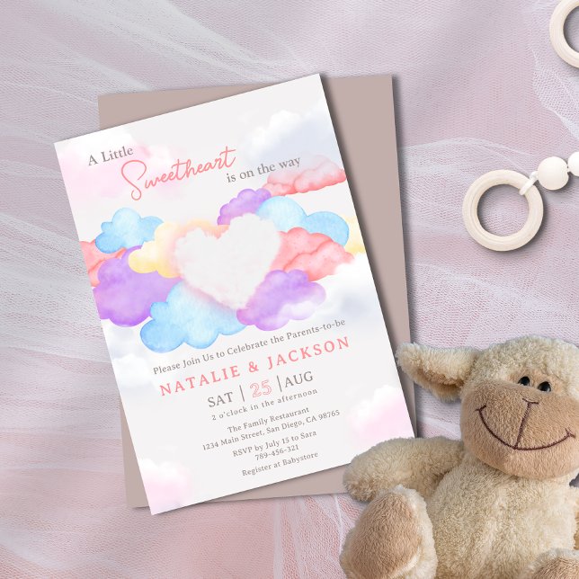 Dreamy Clouds Little Sweetheart Coed Baby Shower Invitation (Dreamy Clouds Little Sweetheart Coed Baby Shower Invitation)