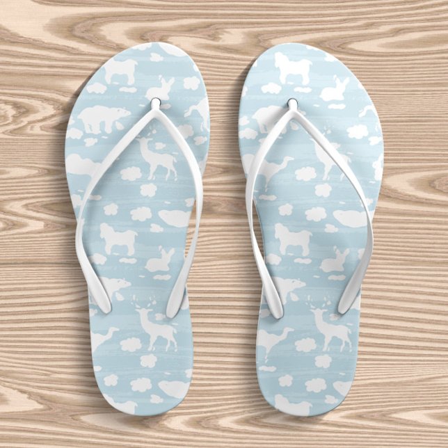 Dreamy Clouds Sky Blue  Kid's Jandals (Creator Uploaded)