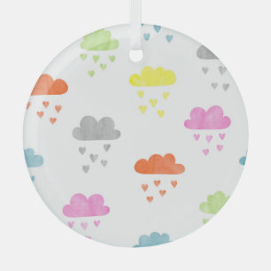 Dreamy Clouds: Watercolor Heart Rain Glass Tree Decoration