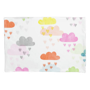 Dreamy Clouds: Watercolor Heart Rain Pillowcase