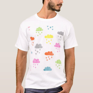 Dreamy Clouds: Watercolor Heart Rain T-Shirt
