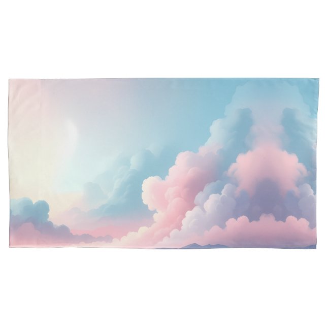Dreamy Cloudscape — Pastel Sky Fantasy Art Pillowcase (Front-Left)