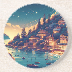 Dreamy Coastal Night Coaster