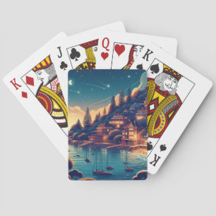 Dreamy Coastal Night Playing Cards