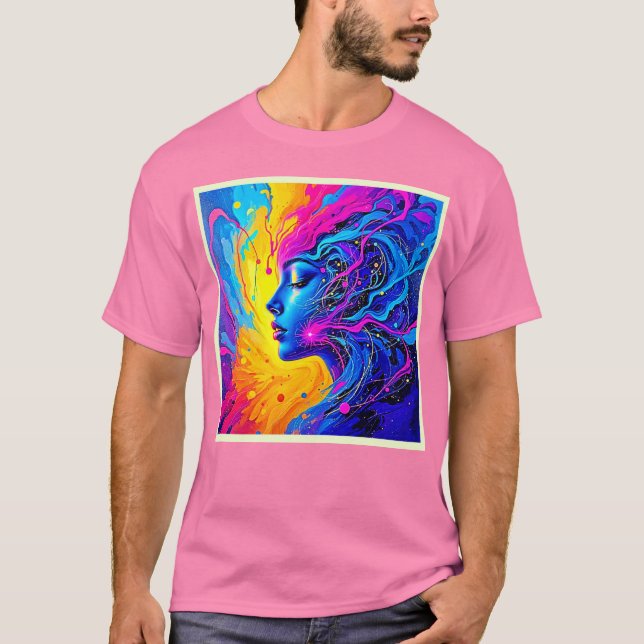 Dreamy Colourful Abstract Woman T-Shirt (Front)