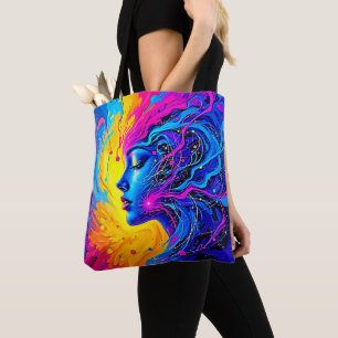 Dreamy Colourful Abstract Woman Tote Bag