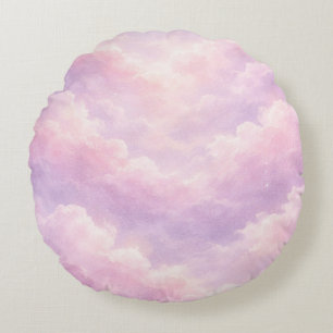 Dreamy Cotton Candy Clouds Round Cushion