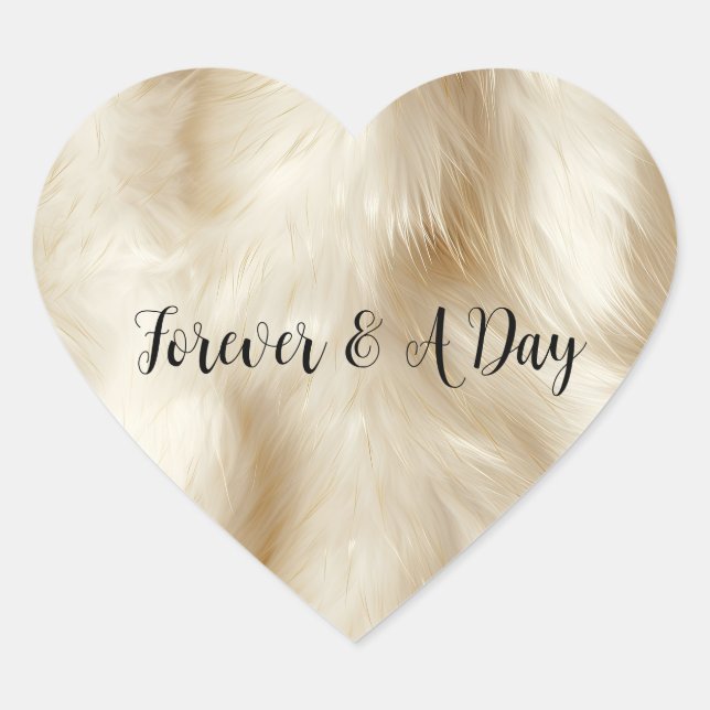 Dreamy Cream Animal Fur Heart Sticker (Front)