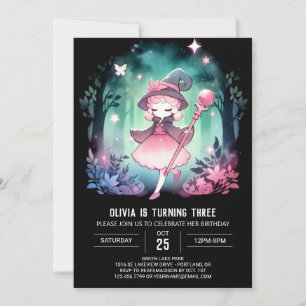 Dreamy Cute Wizard Birthday Invitation