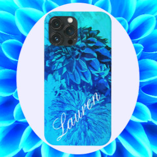 Dreamy Dahlia Delight in Beautiful Blues iPhone 13 Pro Max Case