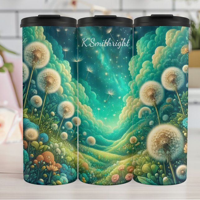Dreamy Dandelion Meadow Cosmic Night Thermal Tumbler (Creator Uploaded)