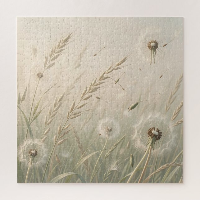 Dreamy Dandelion Seeds Blowing Wind Soft Neutral  Jigsaw Puzzle (Vertical)