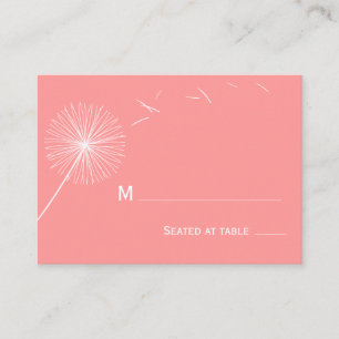 Dreamy Dandelion Wedding Place Card - Rose Pink