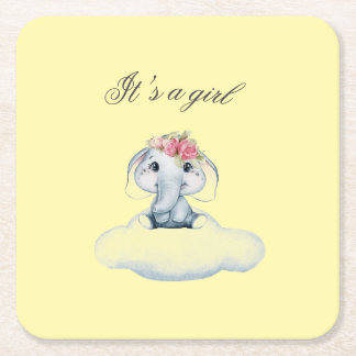 Dreamy Days with Rosie the Elephant. Square Paper Coaster