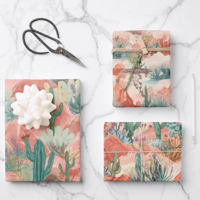 Dreamy Desert Bloom Abstract Collage Wrapping Paper Sheet (Front)