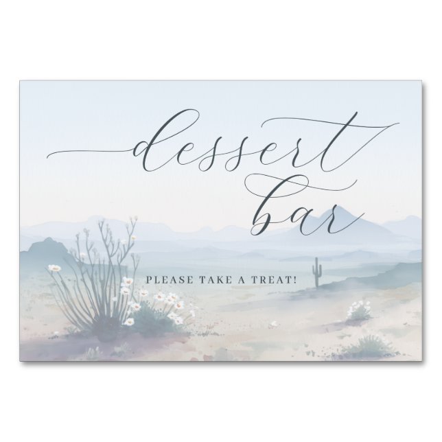 Dreamy Desert Watercolor Landscape Table Number (Front)
