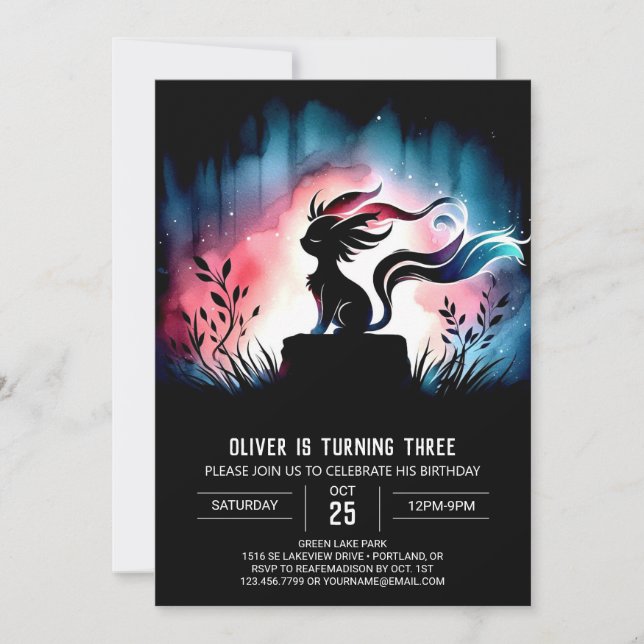 Dreamy Digital Cat Birthday Invitation (Front)