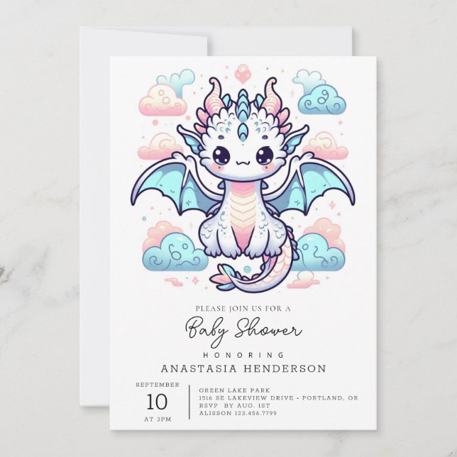 Dreamy Dragon Baby Shower Invitation (Front)