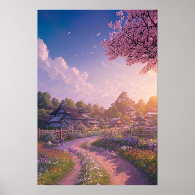 Dreamy Dusk: A Serene Countryside Scene Poster (Front)