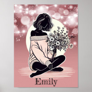 Dreamy Elegance: A Woman's Quiet Reflection Poster