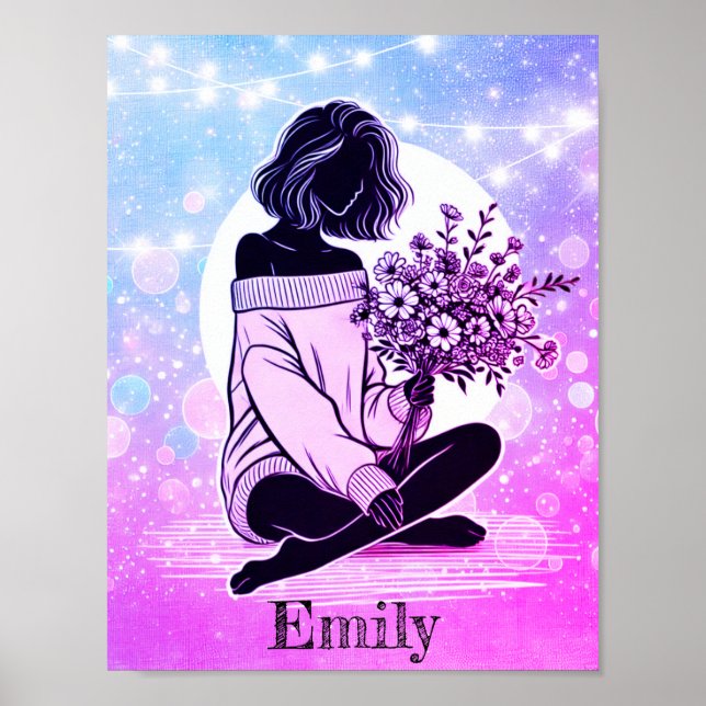 Dreamy Elegance: A Woman's Quiet Reflection Poster (Front)