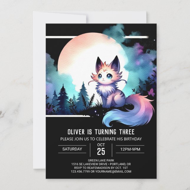 Dreamy Elegant Cat Birthday  Invitation (Front)