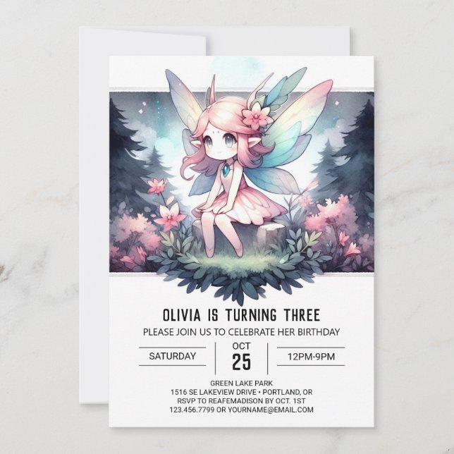 Dreamy Enchanted Fairy Birthday Invitation (Front)