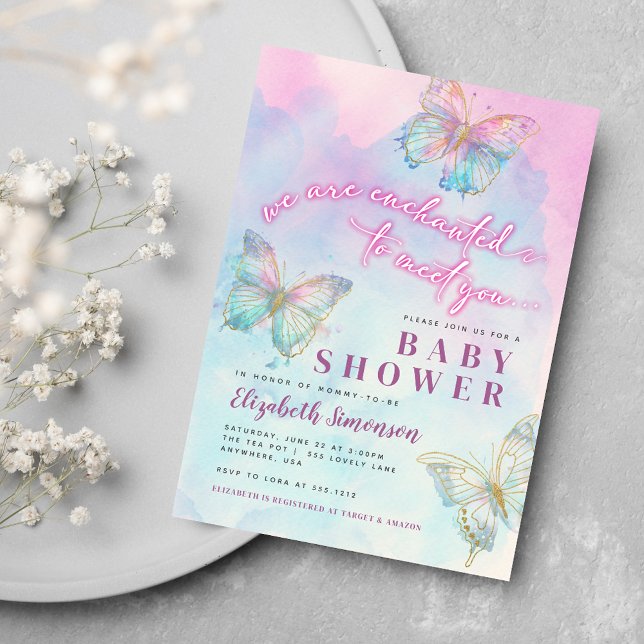 Dreamy Enchanted to Meet You Butterfly Baby Shower Invitation (Dreamy Enchanted to Meet You Butterfly Baby Shower Invitation)